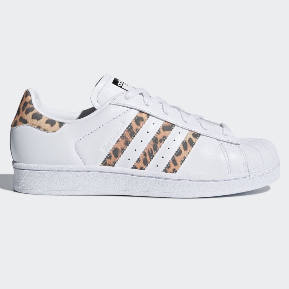 Adidas Superstar Sneakers in White Leopard Print Classic